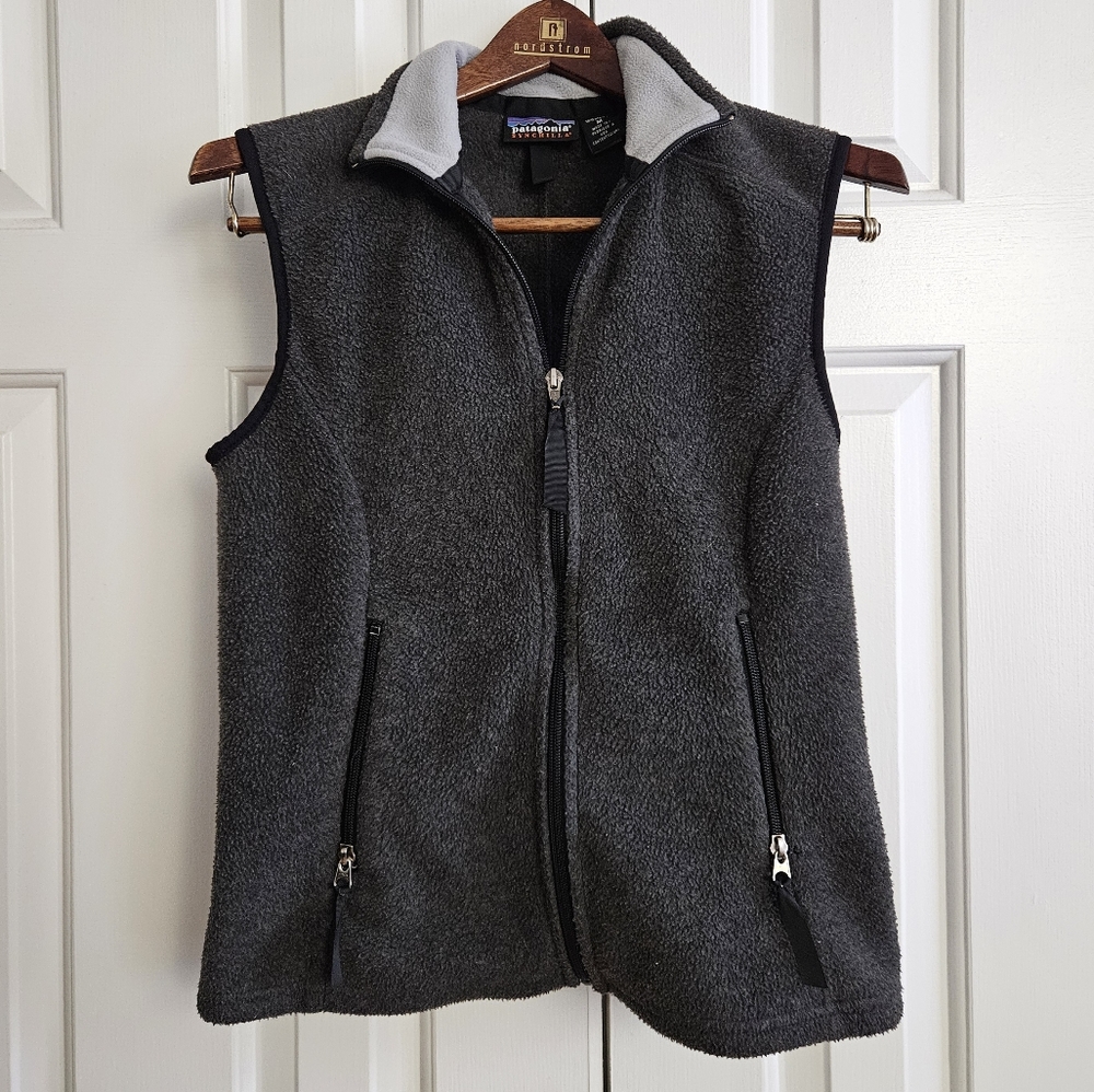 Vintage Patagonia Synchilla Womens Fleece Vest M Full Zip Gray Polartec USA